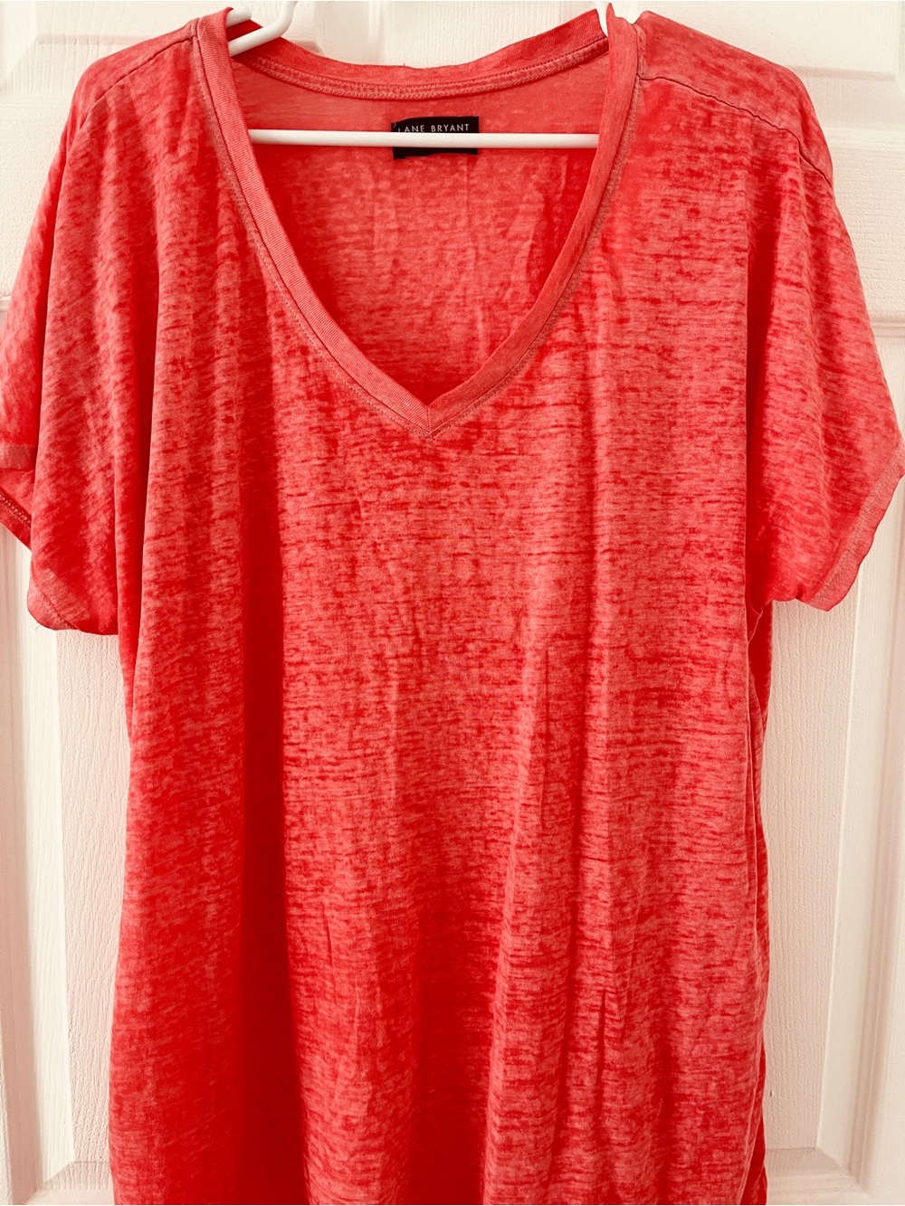 Lane Bryant Orange V-Neck Burnout Tee